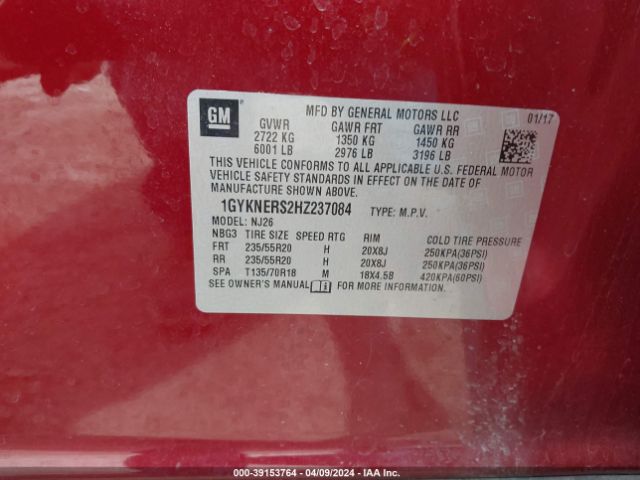 1GYKNERS2HZ237084 Cadillac Xt5 Premium Luxury