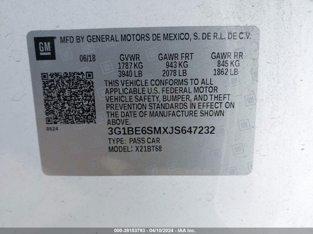Chevrolet Cruze Lt Auto 2018 3G1BE6SMXJS647232 Image 9