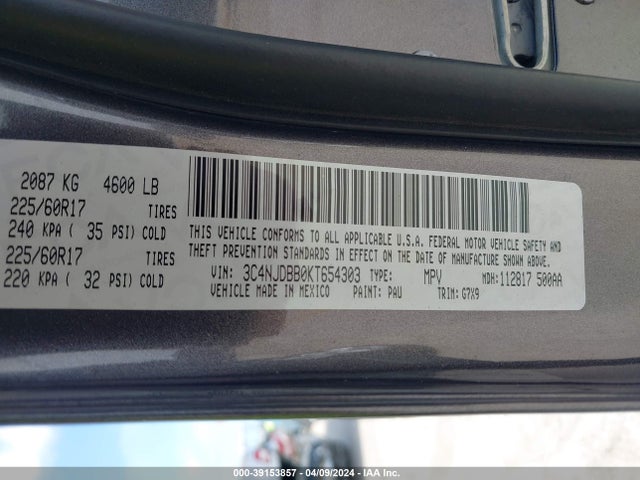 3C4NJDBB0KT654303 Jeep Compass Latitude 4x4