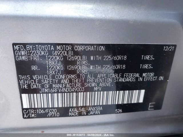 Toyota Rav4 Se Hybrid 2022 JTM16RFV4ND049003 Image 9