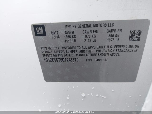 Chevrolet MALIBU 1LT 2016 1G1ZE5ST0GF243370 Image 9