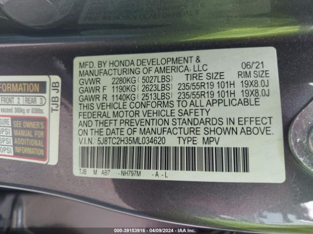 5J8TC2H35ML034620 Acura Rdx Standard
