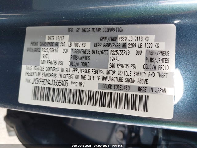 Mazda Cx-5 Grand Touring 2018 JM3KFBDM4J0336405 Image 9