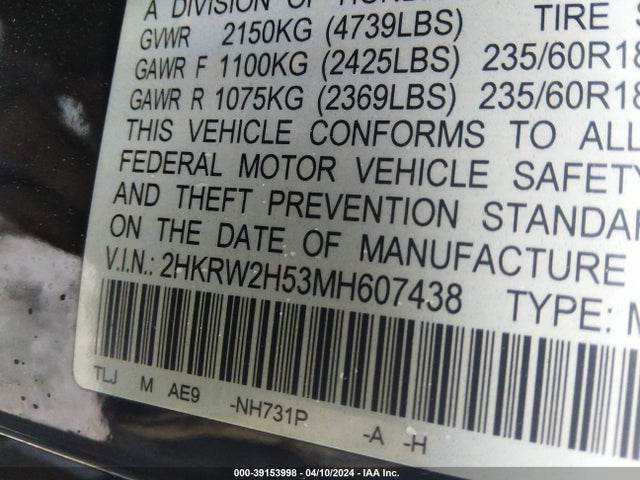 Honda Cr-v Awd Ex 2021 2HKRW2H53MH607438 Image 9