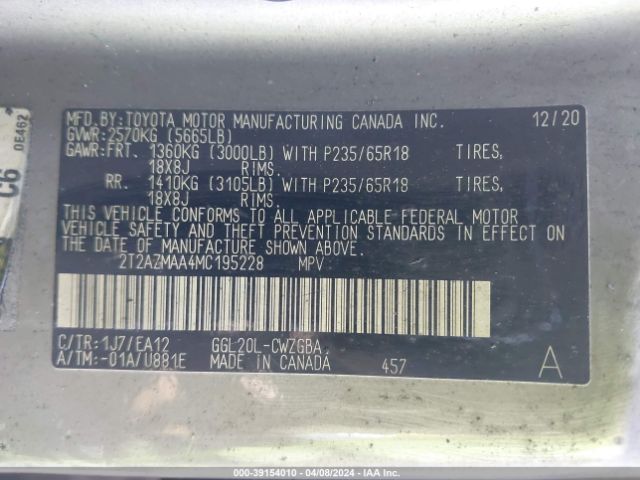 2T2AZMAA4MC195228 Lexus RX 350