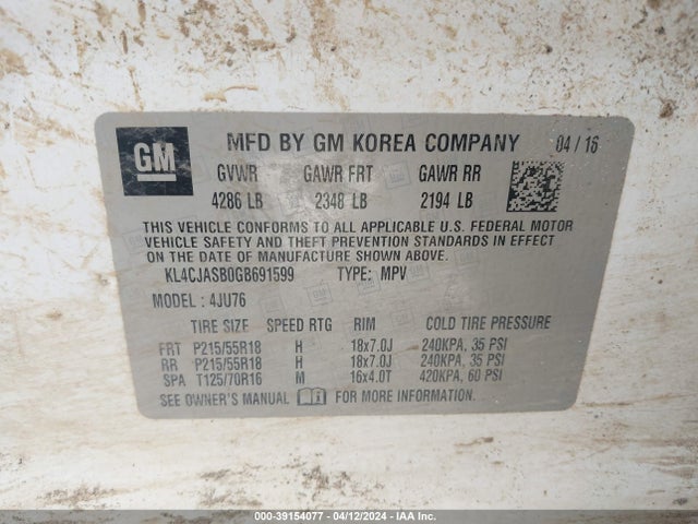 Buick Encore 2016 KL4CJASB0GB691599 Image 9