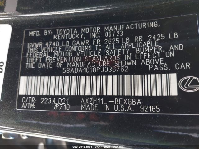 58ADA1C18PU036762 Lexus ES 300H