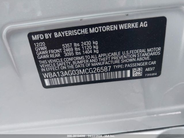 WBA13AG03MCG26587 BMW 530e