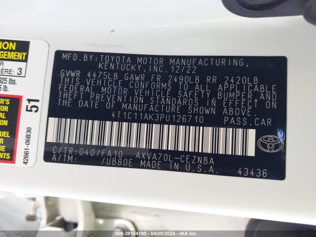 Toyota CAMRY LE 2023 4T1C11AK3PU126710 Image 9