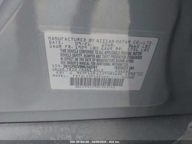 Nissan Kicks Sv Xtronic Cvt 2021 3N1CP5CV9ML543761 Image 9