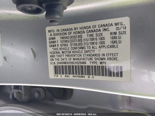 Honda CR-V LX 2014 2HKRM3H39EH529484 Image 9