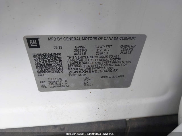 Chevrolet EQUINOX LS 2018 2GNAXHEV2J6345047 Image 9