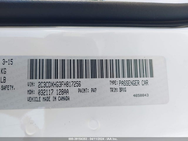 Dodge Charger Sxt 2015 2C3CDXHG3FH817256 Image 9
