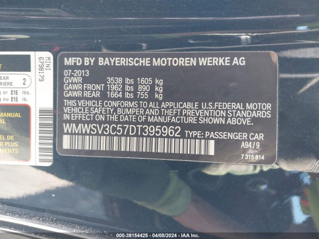 2013 MINI HARDTOP WMWSV3C57DT395962 Photo 8