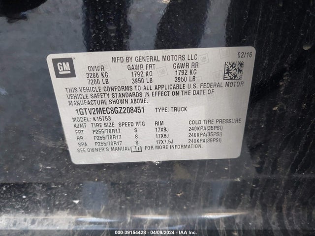 GMC Sierra 1500 Sle 2016 1GTV2MEC8GZ208451 Image 9