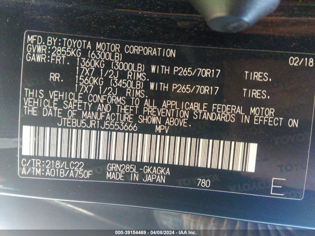 Toyota 4runner 2018 JTEBU5JR1J5553666 Image 9