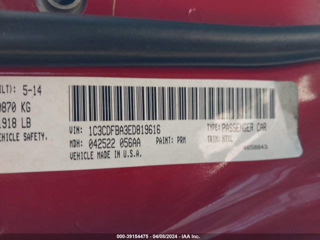 Dodge DART SXT 2014 1C3CDFBA3ED819616 Image 9