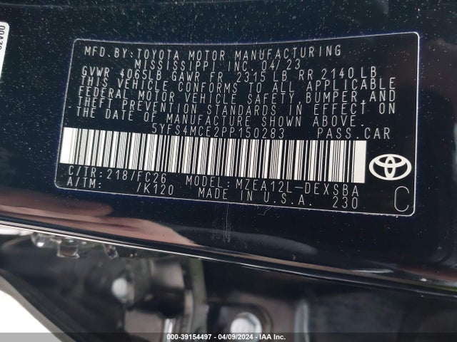Toyota COROLLA SE 2023 5YFS4MCE2PP150283 Image 9