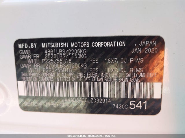 JA4AD3A30LZ032914 Mitsubishi Outlander Sel 2.4