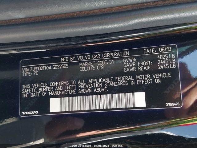 7JR102FK4LG032505 Volvo S60 T5 Momentum