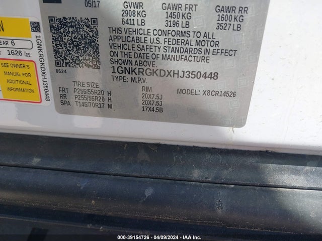 Chevrolet Traverse 1lt 2017 1GNKRGKDXHJ350448 Image 9