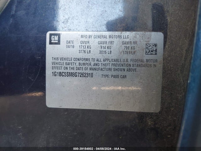 Chevrolet Cruze Ls Auto 2016 1G1BC5SM8G7262310 Image 9