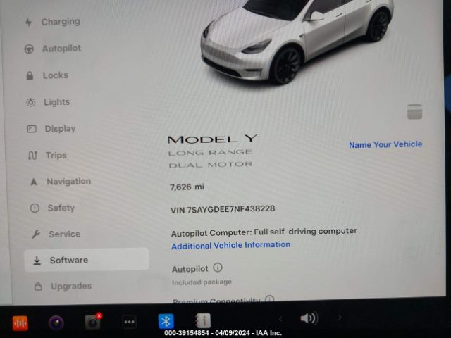 7SAYGDEE7NF438228 Tesla Model Y Long Range Dual Motor All-wheel Drive