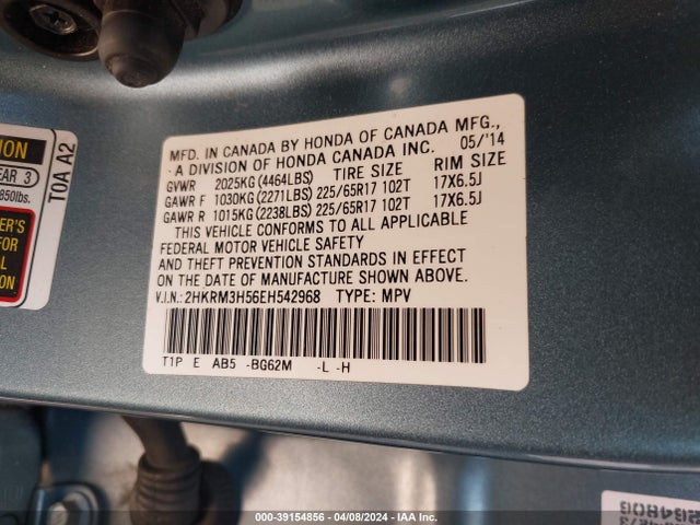 Honda CR-V EX 2014 2HKRM3H56EH542968 Image 9