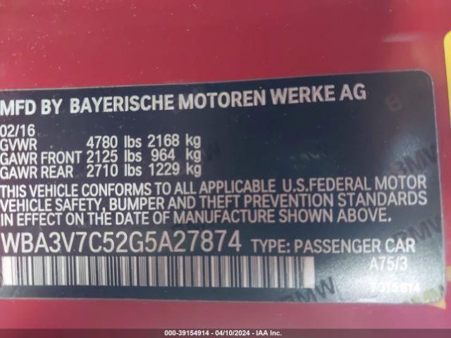 WBA3V7C52G5A27874 BMW 428i