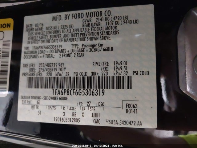 Ford Mustang Gt Premium 2016 1FA6P8CF6G5306319 Image 9