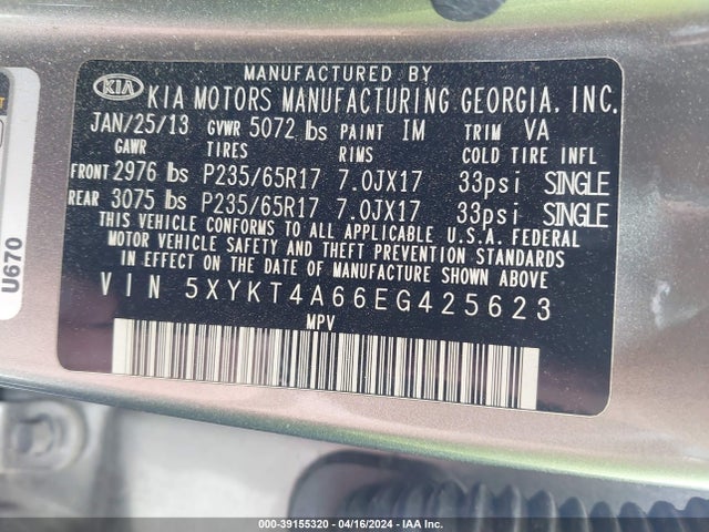 KIA SORENTO LX 2014 5XYKT4A66EG425623 Image 9