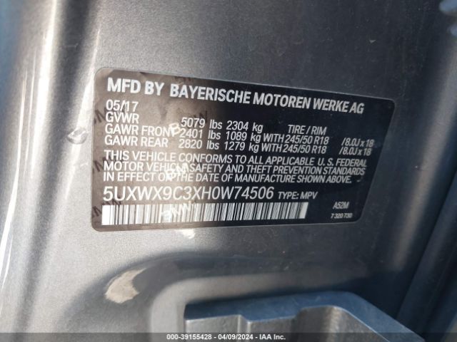 5UXWX9C3XH0W74506 BMW X3 Xdrive28i