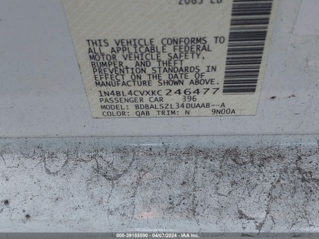 1N4BL4CVXKC246477 Nissan Altima 2.5 Sr
