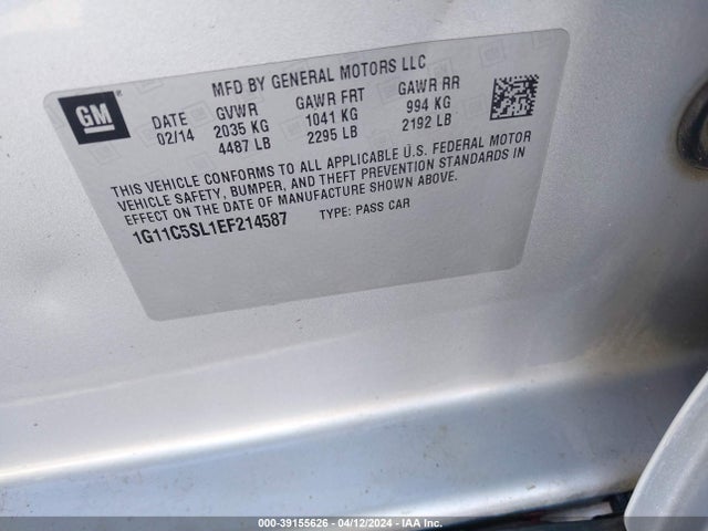 Chevrolet MALIBU 1LT 2014 1G11C5SL1EF214587 Image 9