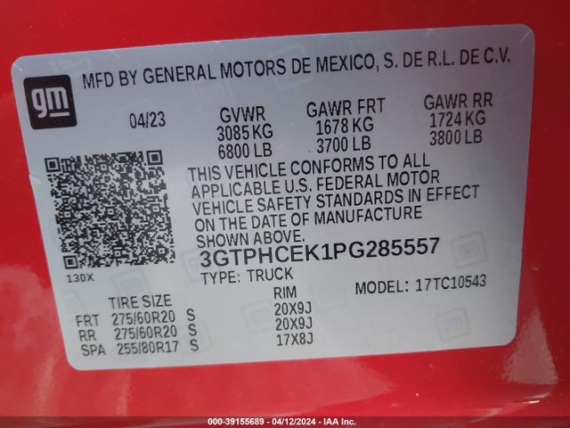 GMC Sierra 1500 2wd Short Box Elevation 2023 3GTPHCEK1PG285557 Image 9