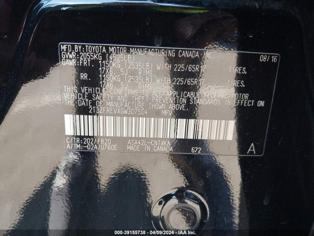 Toyota RAV4 LE 2016 2T3ZFREVXGW307504 Image 9