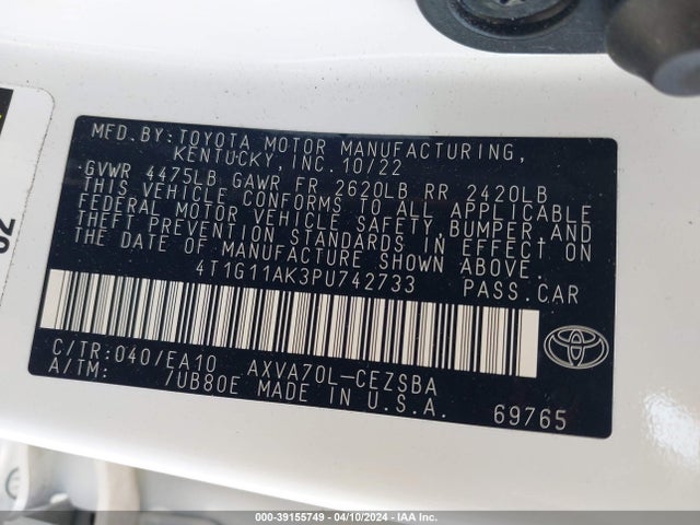 Toyota CAMRY SE 2023 4T1G11AK3PU742733 Image 9