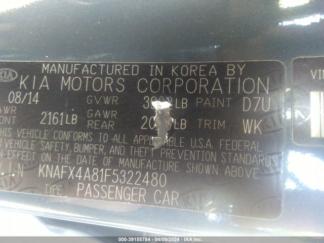 KIA FORTE EX 2015 KNAFX4A81F5322480 Image 9
