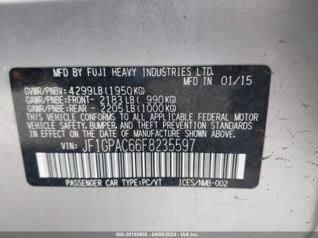 JF1GPAC66F8235597 Subaru Impreza 2.0i Premium