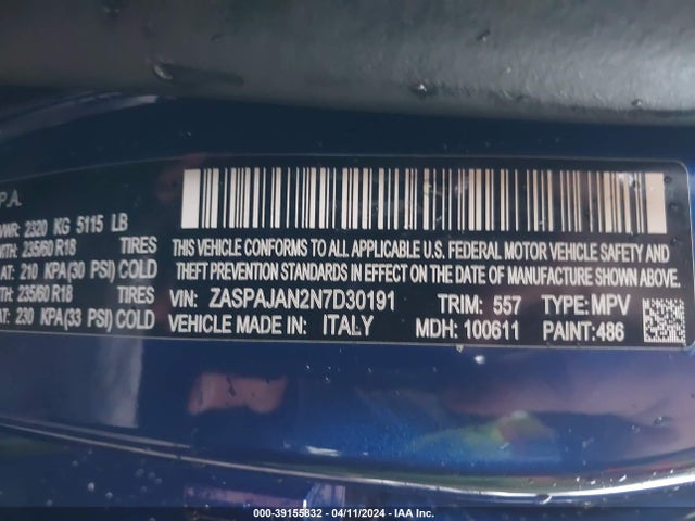 ZASPAJAN2N7D30191 Alfa Romeo Stelvio Sprint Rwd