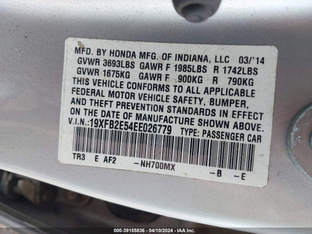 Honda Civic Lx 2014 19XFB2E54EE026779 Image 9