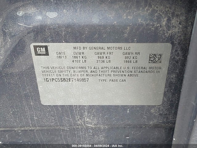 Chevrolet Cruze 1lt Auto 2014 1G1PC5SB2E7149857 Image 9