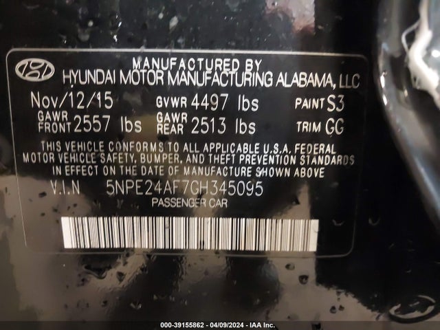 Hyundai SONATA SE 2016 5NPE24AF7GH345095 Image 9