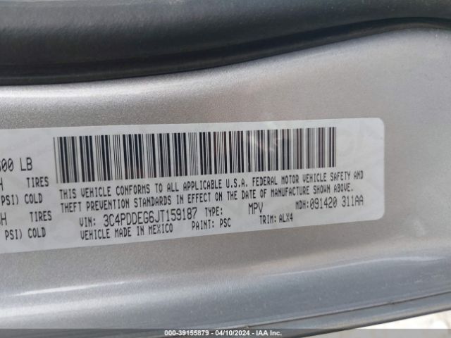 3C4PDDEG6JT159187 Dodge Journey Gt Awd