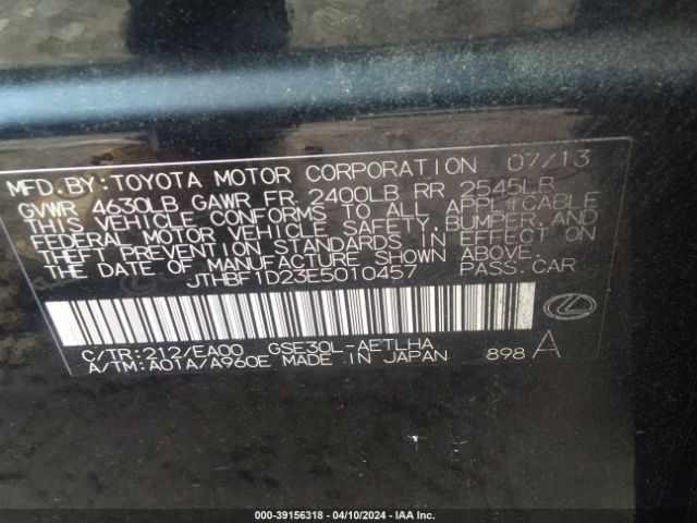 JTHBF1D23E5010457 Lexus IS 250