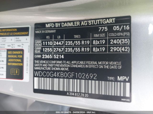 WDC0G4KB0GF102692 Mercedes-Benz Glc 300 4matic