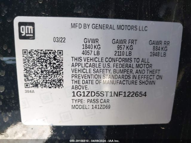 2022 CHEVROLET MALIBU 1G1ZD5ST1NF122654 Photo 8