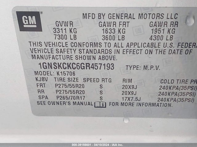 Chevrolet Tahoe Ltz 2016 1GNSKCKC6GR457193 Image 9