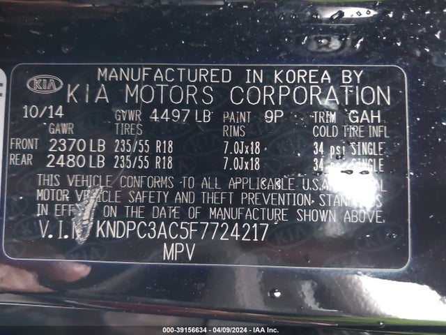 KIA Sportage Ex 2015 KNDPC3AC5F7724217 Image 9