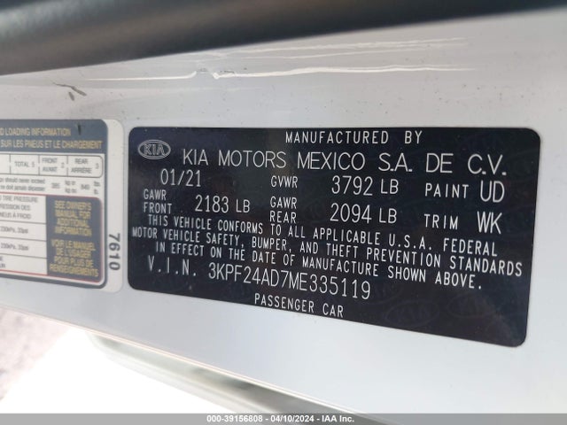 KIA Forte Lxs 2021 3KPF24AD7ME335119 Image 9